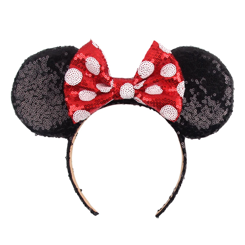2024 Gold Sequins 4Inch Thicken Mouse Ears Headband For Girls Glitter 5