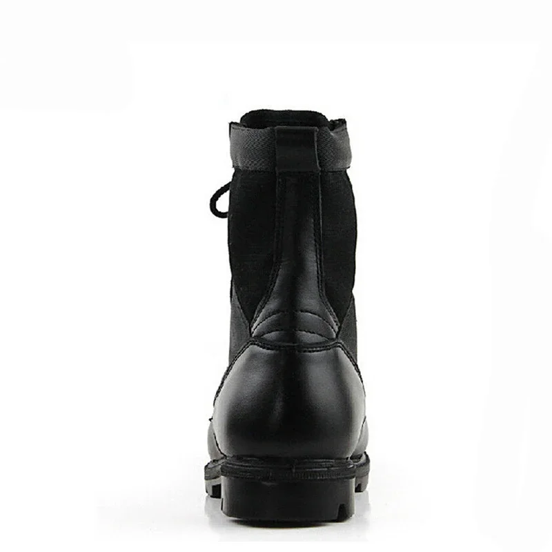 Men Combat Boots Steel Toe Leather Black Tactical Boots Men's Work Safety Shoes Rubber Sole High Top Men Labor Protection
