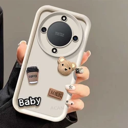 3D Bear Liquid Silicone Cartoon Soft Phone Case - Cute Design for Magic6 Lite (Baby White)