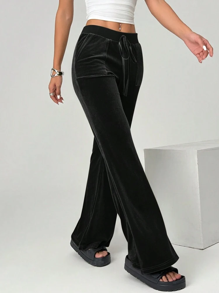 2025 Herbst und Winter Damen Micro-Schlaghosen Slim Fit und Figurformend Lässige Schlaghosen Samthose – Detail 5