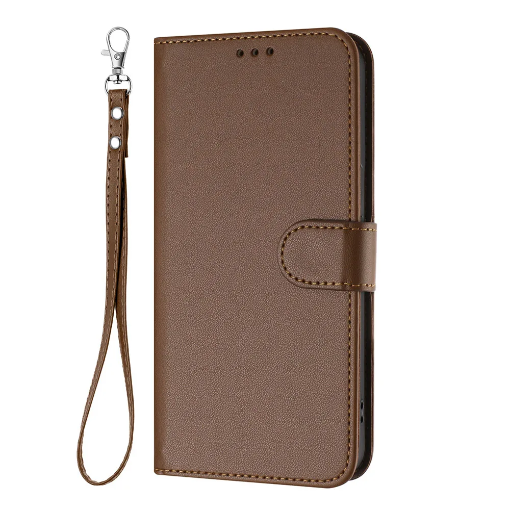 Solid Color Leather Flip Wallet Phone Case