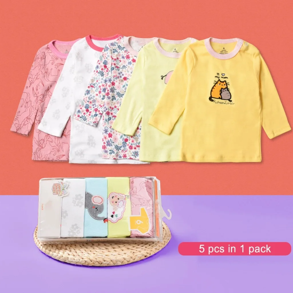 Baby Infant Long-Sleeved t shirt 0-24months 5pcs/pack For Boys Girls Cute Clothing Spring Fall
