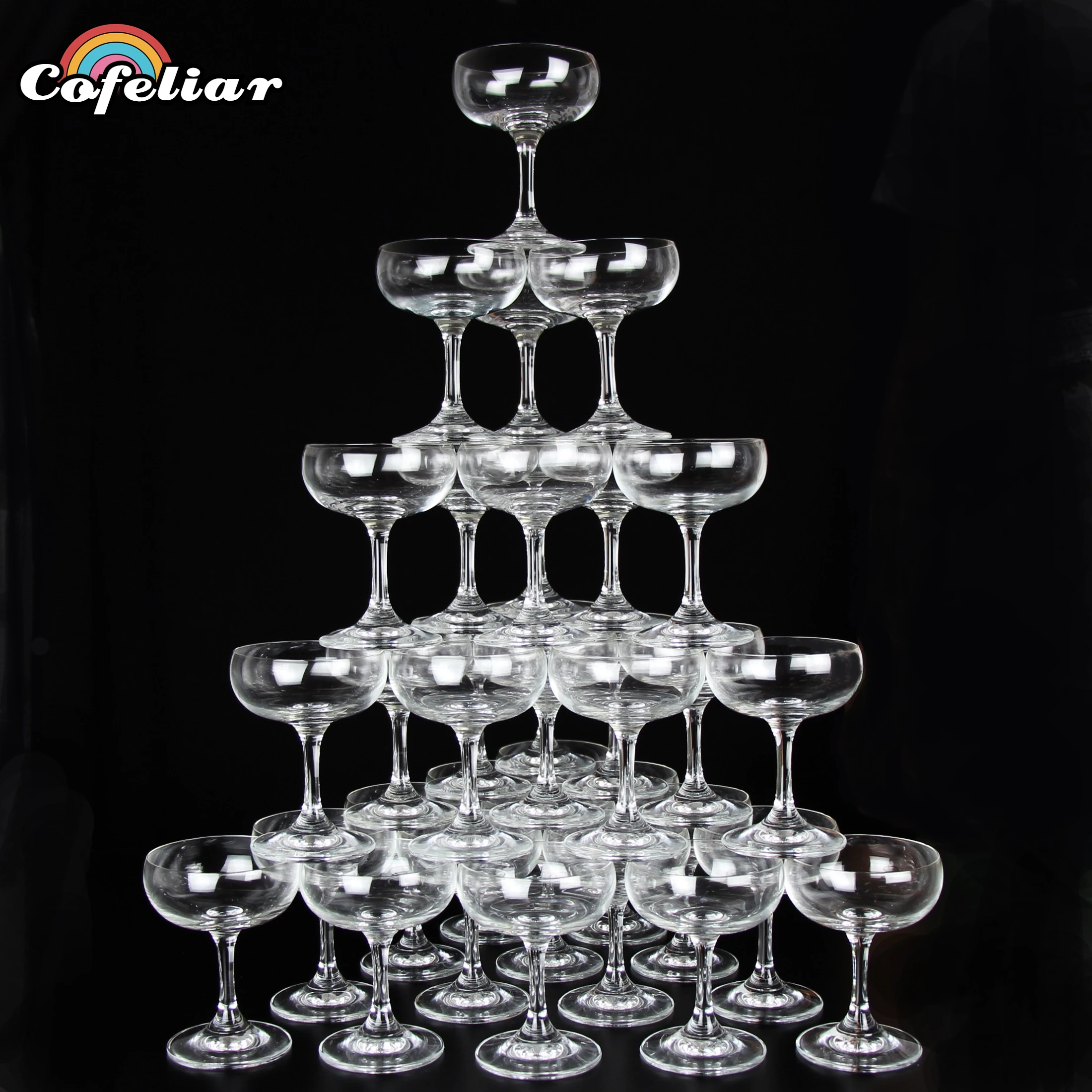 1PCS Glass Cup Tower Wedding Props Decoration Champagne Wine Cup Home Party Decor 135ML Bar Wine Cocktail Glass