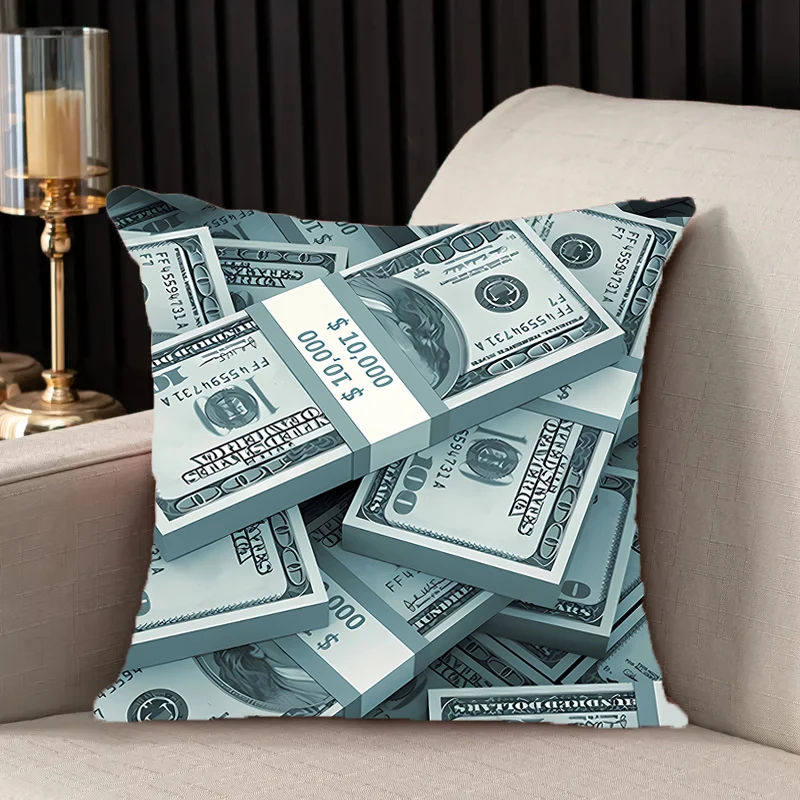 

USD Banknotes Cushion Cover 50x50 Twin Size Bedding Pillowcase Sofa Cushions for Living Room Decor Throw Pillow Covers Home