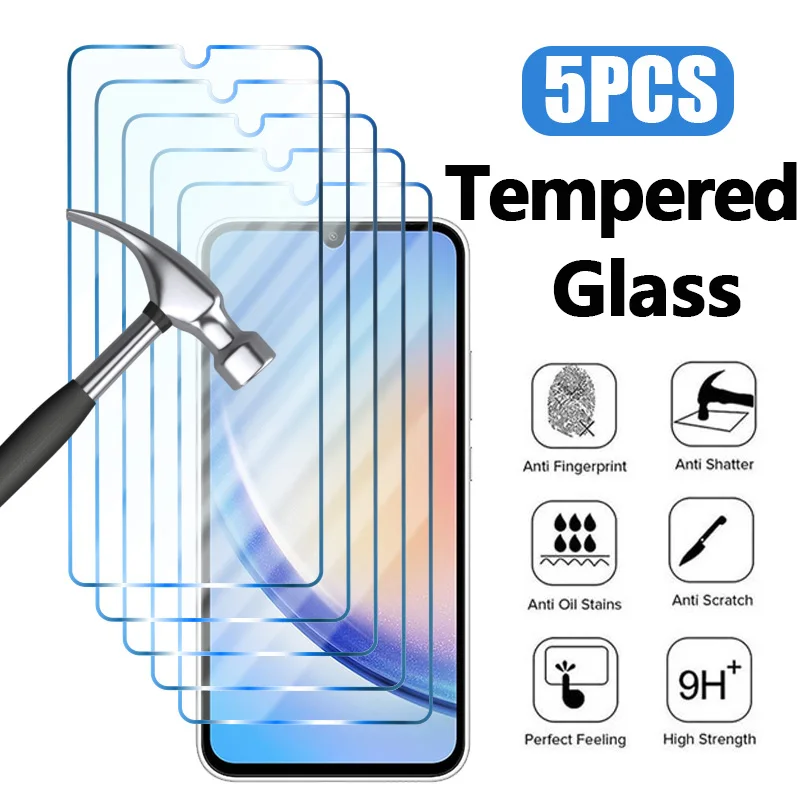 

5PCS Screen Protector Tempered Glass For Samsung Galaxy A13 A52 A53 A33 A32 A22 A73 5G A52S A05 A05S A14 A54 A72 A74 A24 A12