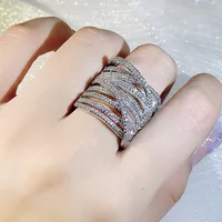 Widening Women 925 Sterling Silver Rings Interweave Design Cubic Zirconia Wedding Ring for Women Present Jewelry Anti Allergy