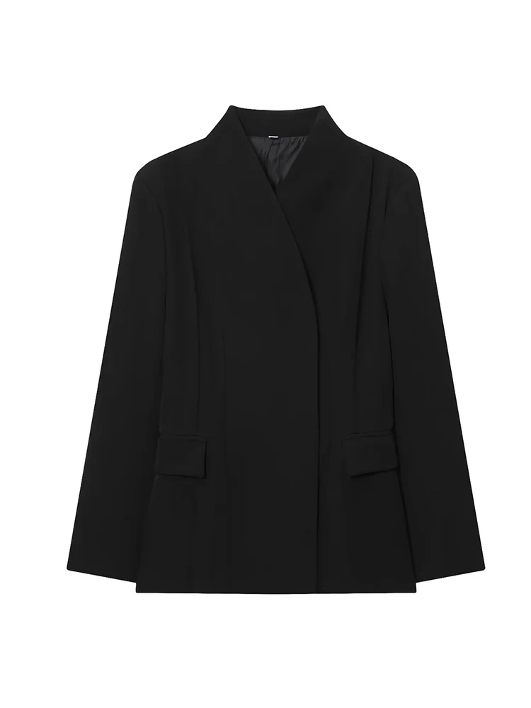 Fall New Women's Blazer Coat Fashion Slimming Leisure Pocket Jackets Top 2025 Elegant Chic Solid Female Commuter Clothing