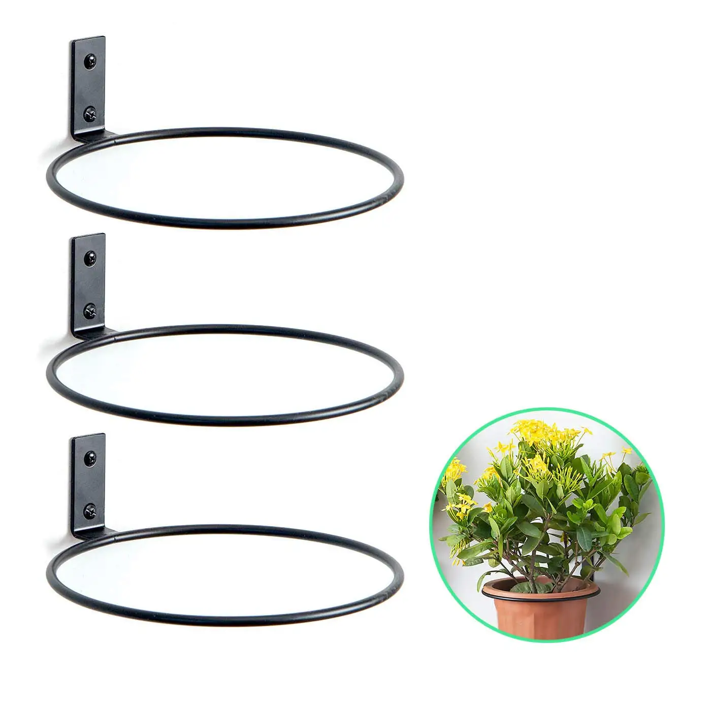 4/6/8in Plant Holder Ring Wall Mounted Metal Flower Pot Collapsible Bracket  for Balcony Home Garden Decoration Planter Hook Rack