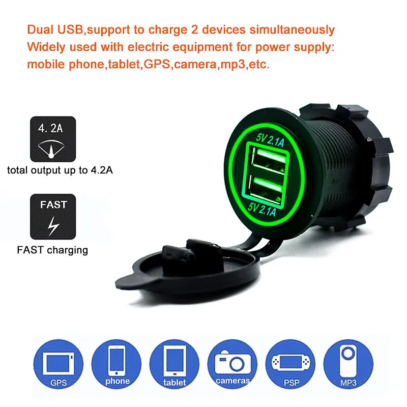  3.0 USB    ܼƮ, 12V 24V 2.1A USB    ,  ڵ Ʈ Ʈ RV 