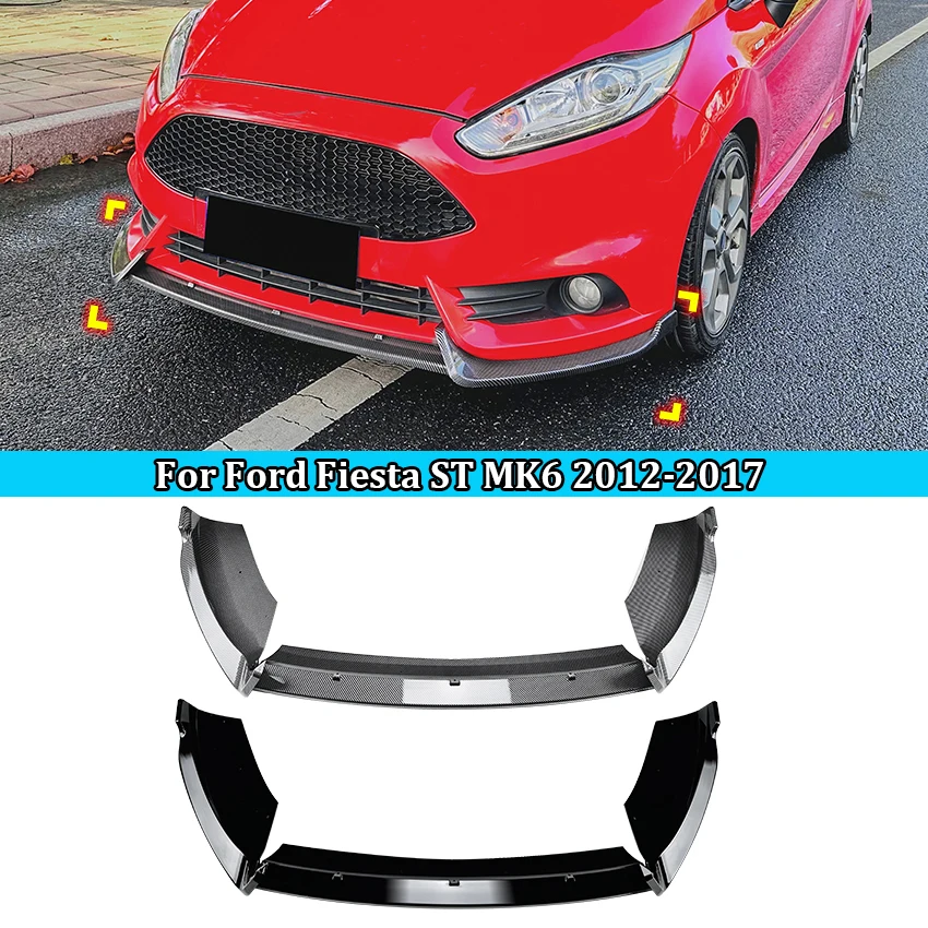 Car Front Bumper For Ford Fiesta ST MK6 2012-2017 Splitter Spoiler Lip Guard Protector Body Kit Car Accessories Exterior Parts