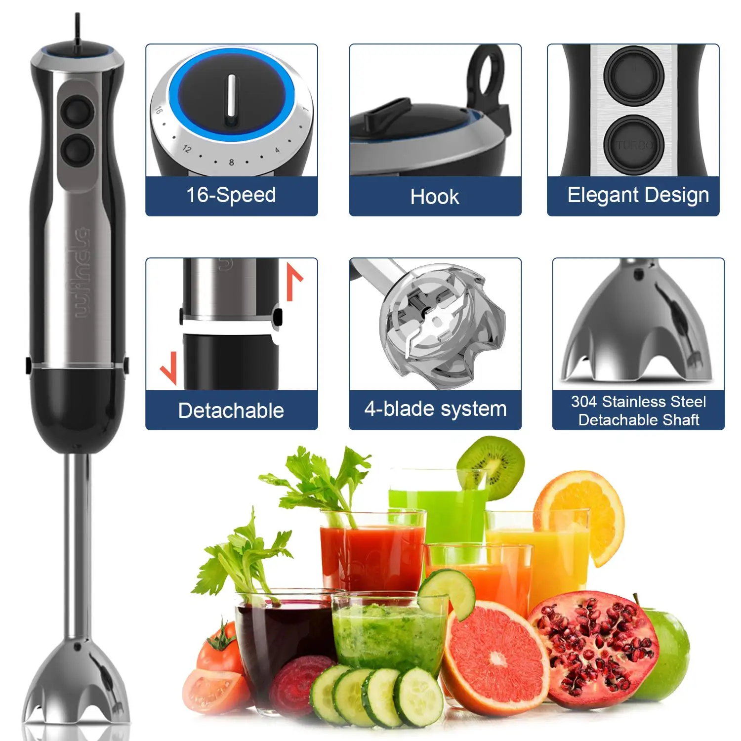 1000W Electric Handheld Mixer 4 in 1 Powerful Immersion Handheld Blender 16  Speeds Adjustable for Protein Shakes Whipped Cream - AliExpress