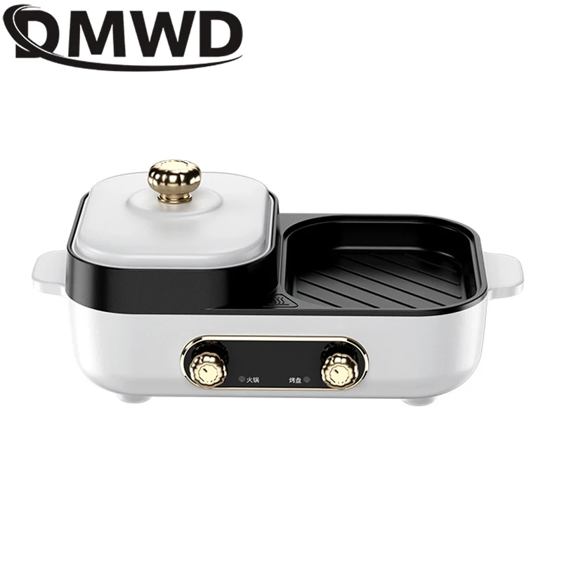 2 in1 Shabu Roast Pot Multifunctional Electric Baking Tray Barbecue Hot Pot Integrated Frying Pan Non-Stick BBQ Grill 1600W