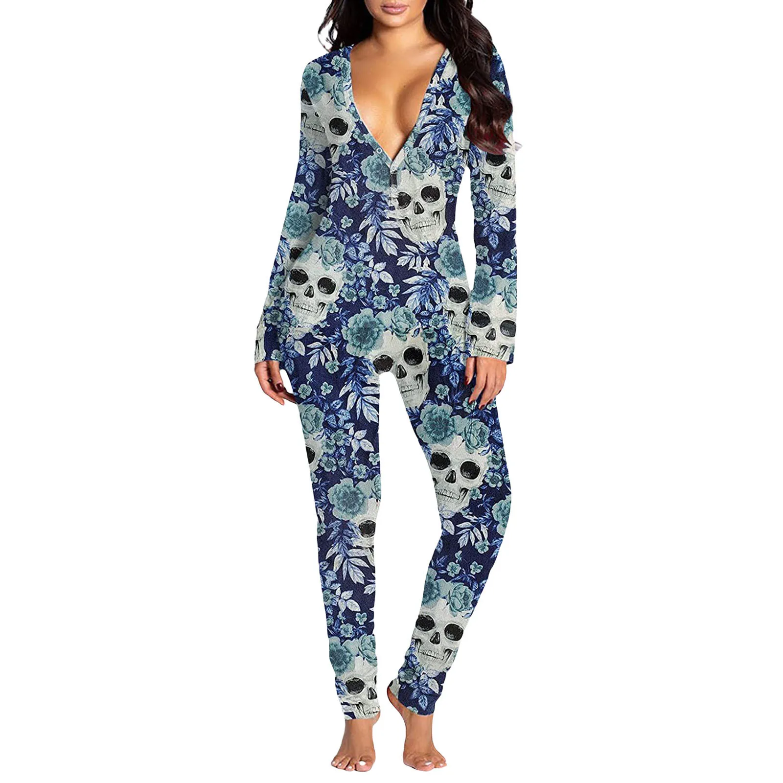 Dames Onesie Pyjama Jumpsuit Uit Één Stuk Met Capuchon, Butt Button Back Flap Thermal Union Suit Bodysuit Nachtkleding,Rood,XXL,HaoAMZ