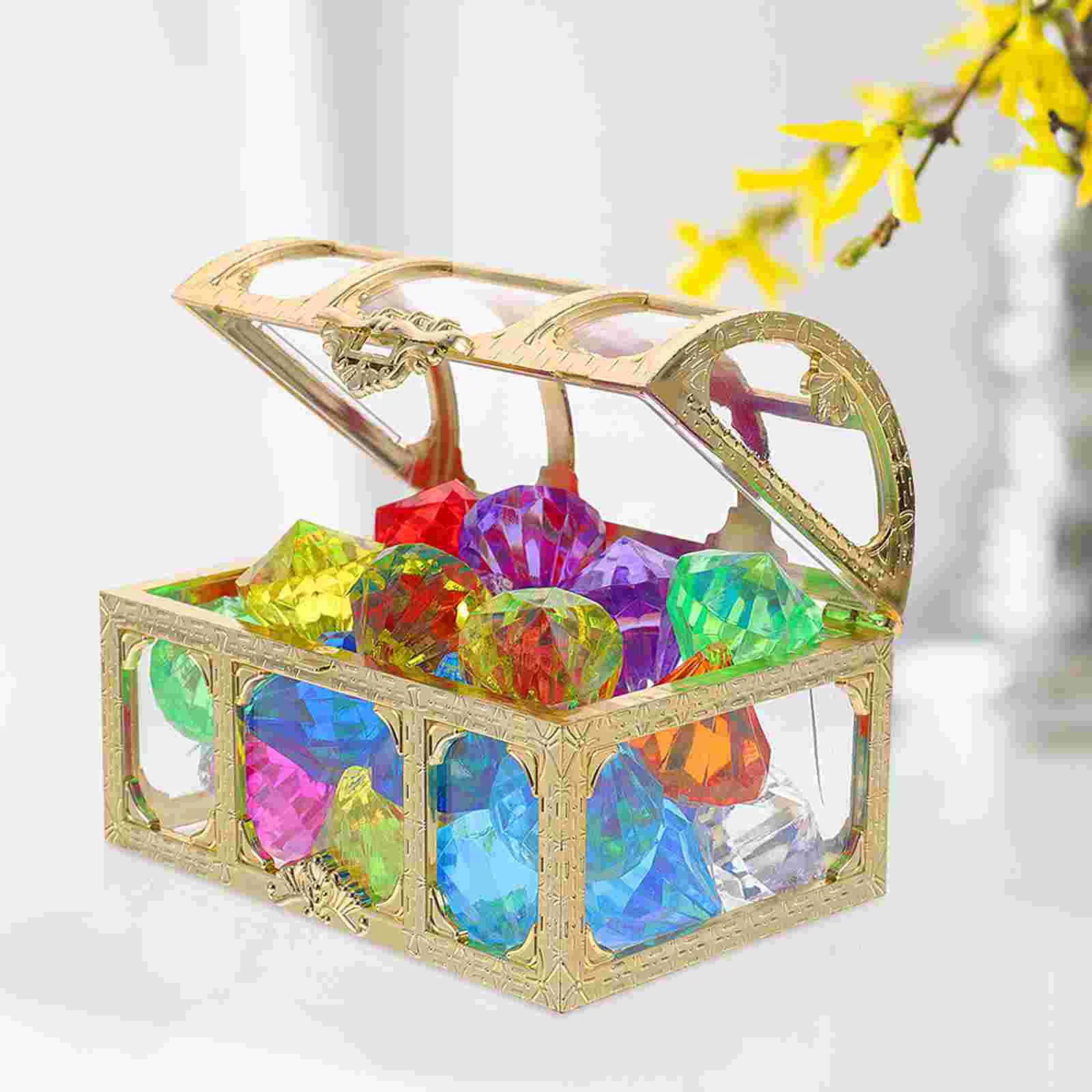 Crystal Box Treasure Kids Toys Acrylic Colorful Diamond Gems Plastic Large Jewels Big Child 6