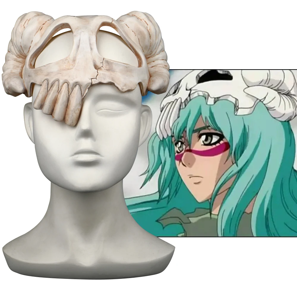 

Anime Bleach Masks Thousand Year Blood War Neliel Helmet Goat Horn Skull Mask Halloween Prop Accessories