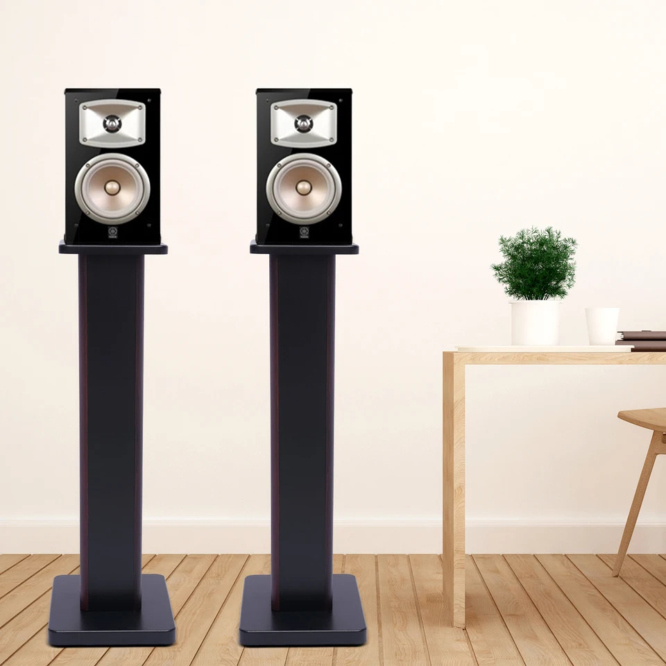 Black Walnut Adjustable Bookshelf Speaker Stands