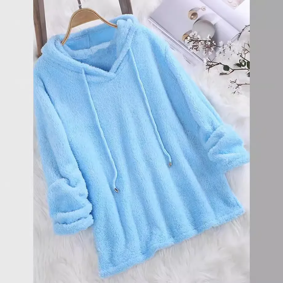 Women Casual Velvet Hoodie Sweatshirt