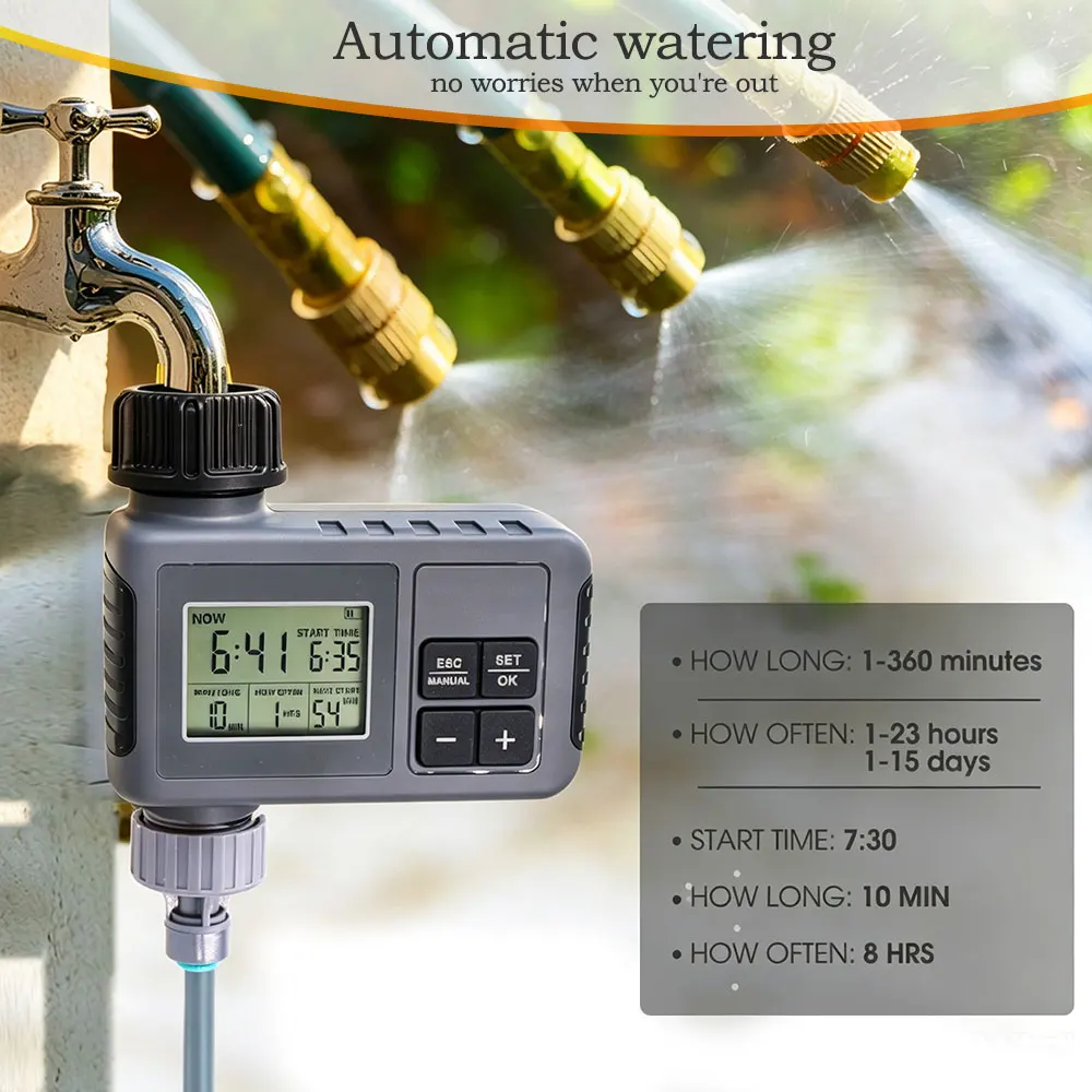 Garden Water Timer Home Indoor Outdoor Timed Irrigation Controller Automatic Sprinkler Programmable Valve Faucet Hose Electronic - 2