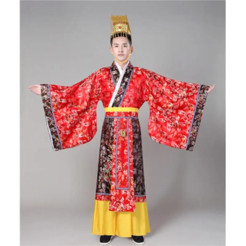 Cinese Tang Dynasty Imperatore Abbigliamento Antico Costume Qin Dynasty Han Wu Imperatore Antico Drago Robe Han Crown Prince Anci Da Uomo