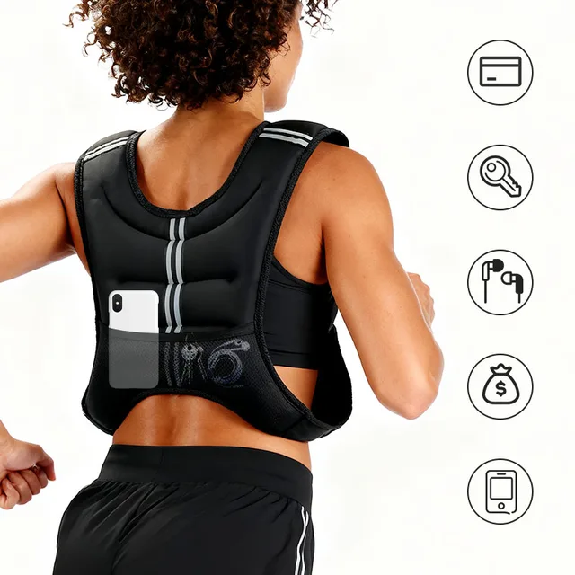 12lb Weight Vest with Reflective Stripe for Workout, Strength Training, Running, Fitness, Muscle Building, Weightlifting