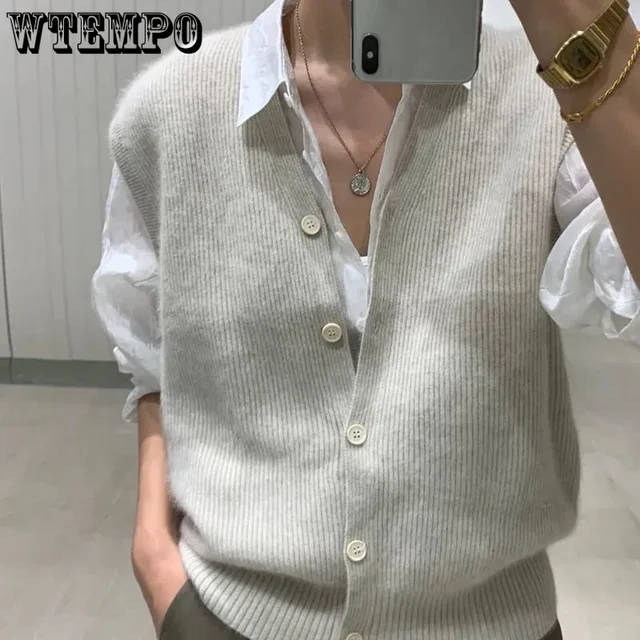 [최신|인기상품]니트조끼 => WTEMPO 오피스 레이디 니트 조끼 – 우아한 스웨터 조끼로 포근한 가을 날씨를 즐기세요! [ChinaNOW | 추천상품]