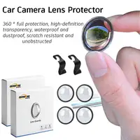 4 protections d'objectif de caméra de voiture avec 2 crochets, couvercle anti-poussière pour caméra panoramique 360°, protection anti-rayures pour caméra de voiture 2