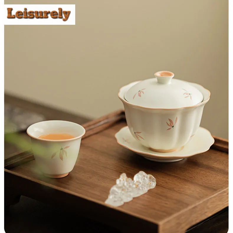 Hand Painted Orchid Tea Set Complete Set Traditional Tea Ceremony Set Tea Maker Teapot And Tea Cup Set Drinkware Supplies Craft