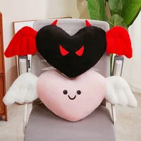 Lovely Plush Angel Heart Pillow Toy For Girlfriend Kids Festival Gift Soft Plush Stuffed Red Love Demon Heart Shape Pillow Toys 1