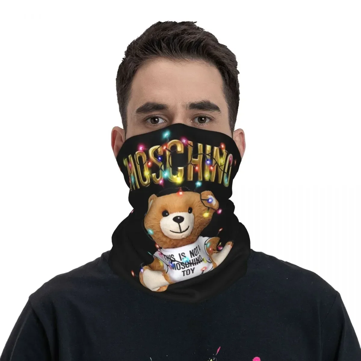 Unisex M-Moschinos Bear Christmas Bandana Merch Neck Cover Printed Face Scarf Multifunctional Balaclava For Riding Washable