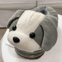 

2021 Winter Warm Closed Plush Home Slippers Milk Cow Fluffy Slippers Women Bunny Kawaii Cotton Shoes Flat Cute Animal Dog Slides