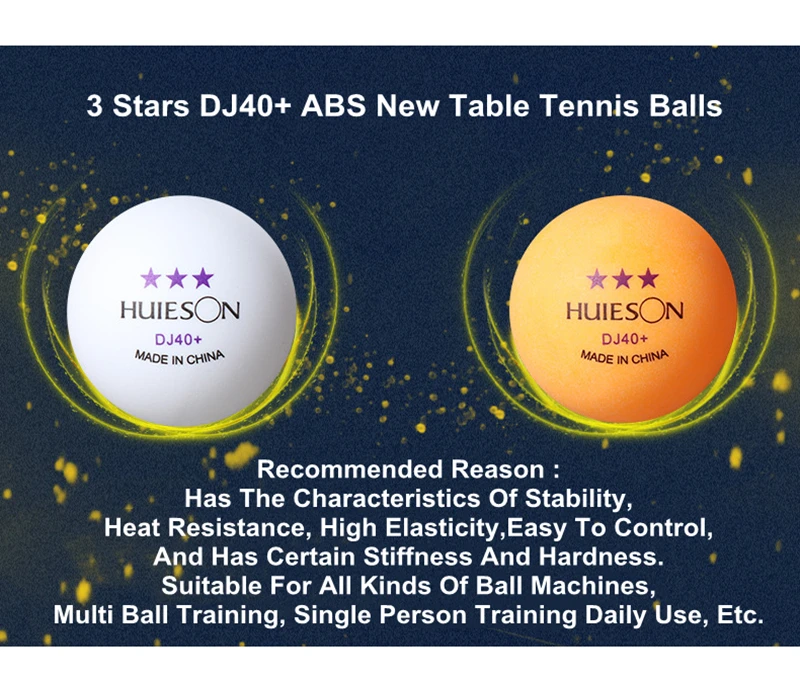 Description Picture 5 of itemHuieson Ping Pong Balls 3 Stars ABS New Material Table Tennis Balls Professional 100 30 50 10 PCS White Orange 40mm+ 2.8g DJ40+