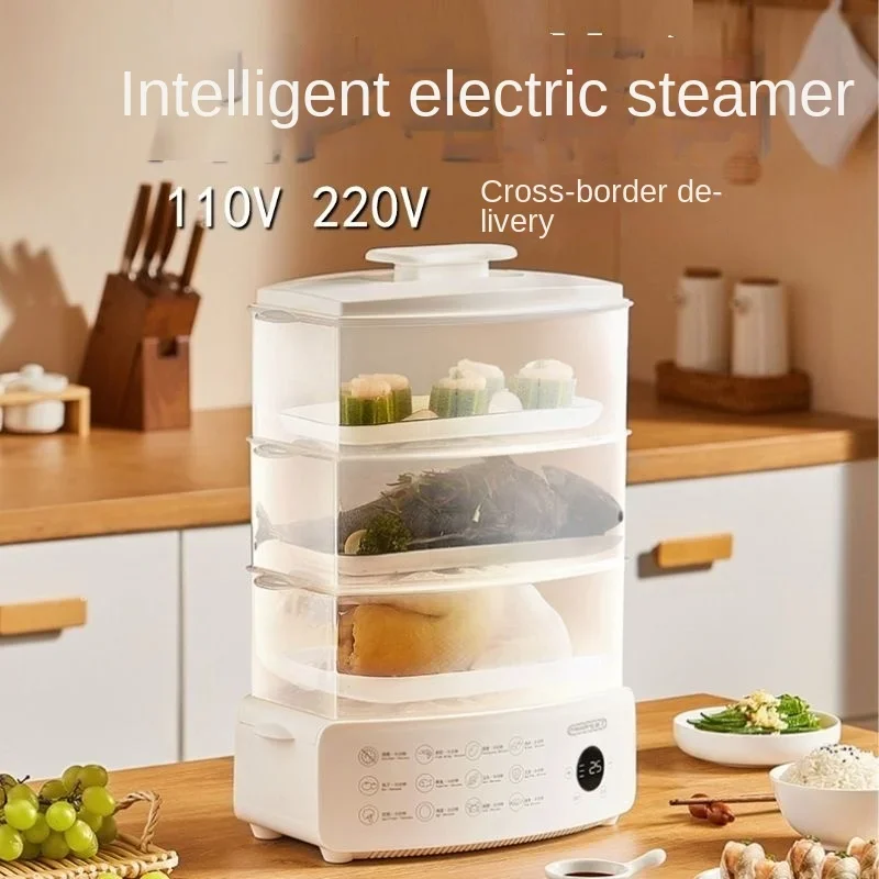 

110V/220V Multi-layer Electric Food Steamer for Healthy Cooking and Steaming Vegetables with Automatic Power-off Function