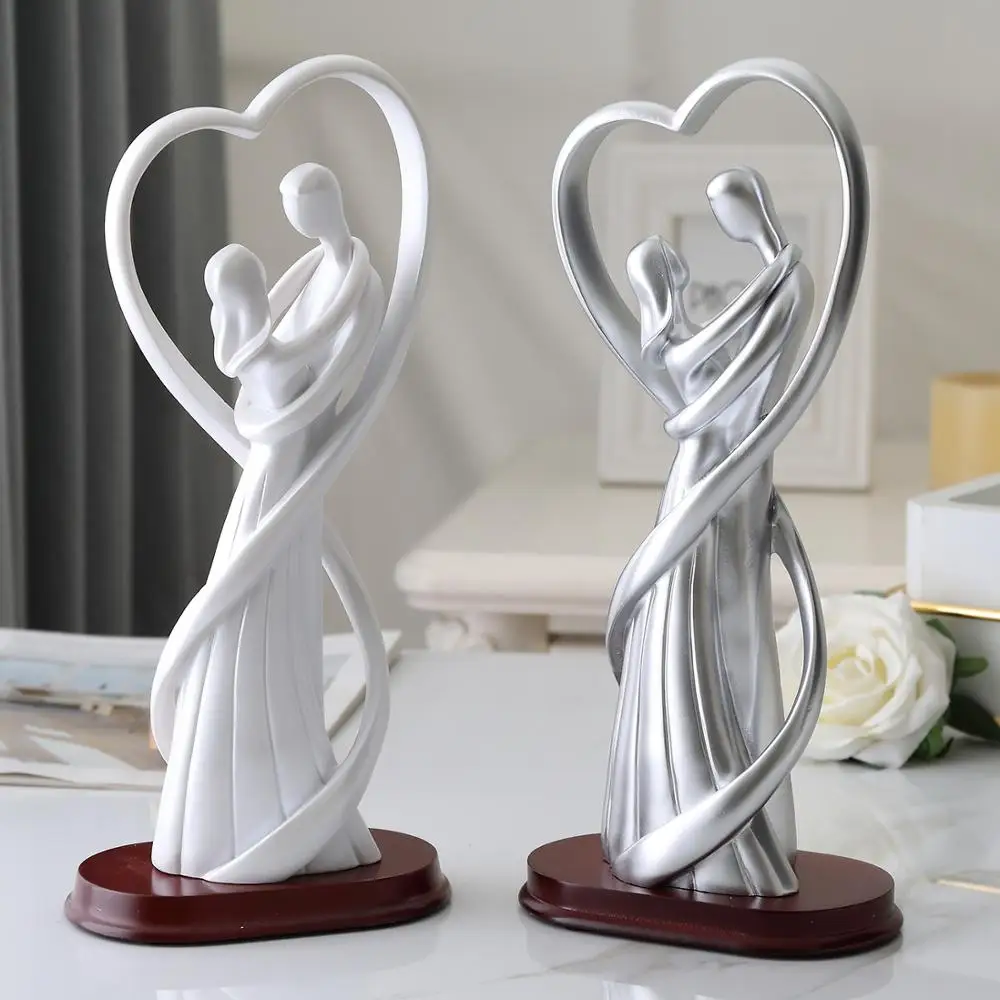 

Simple Modern Resin Ornaments Home Livingroom Table Figurines Decoration Office Desktop Statues Decor Anniversary Wedding Gifts