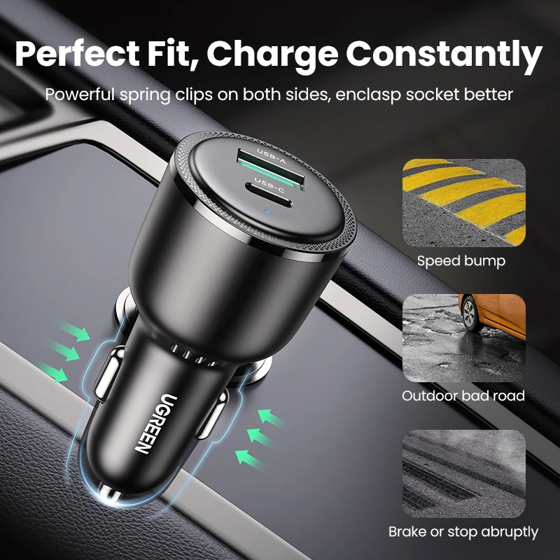 Phone Charger 63W Car Charger PD QC 3.0 PPS 45W USB Type C For iPhone 17 16 Samsung Xiaomi