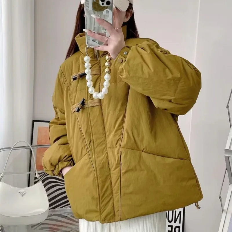 

Новинка 2023, зимнее теплое белое пальто на утином пуху, Женская винтажная облегающая короткая куртка, Женская Повседневная Осенняя юбка