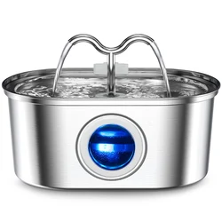 Stainless Steel Automatic Pet Water Fountain with LED Light and Silent Pump (Basic model)