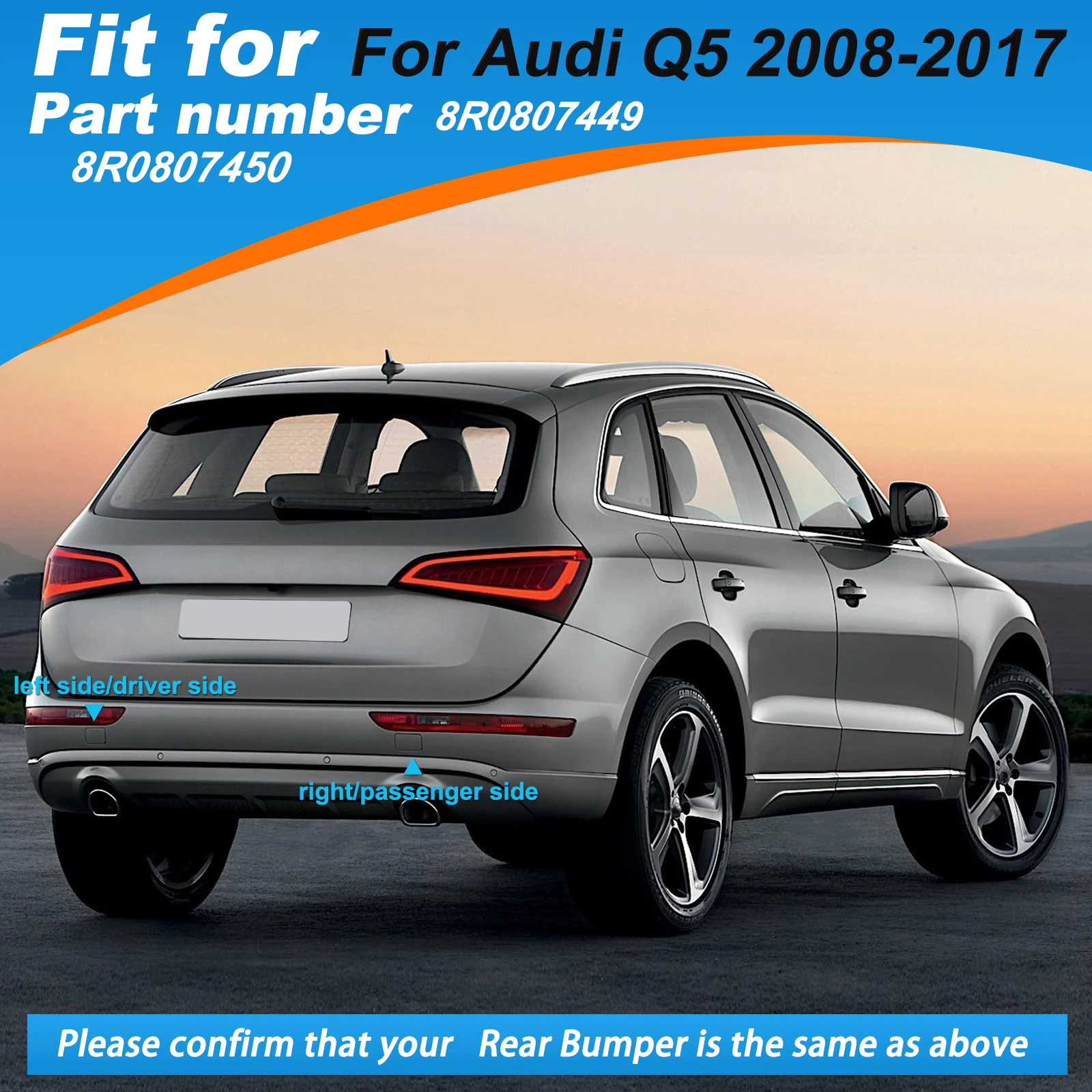Rear Bumper Tow Hook Cover Cap For Audi Q5 Accessories 2008 2009 2010 2011 2012 2013 2014 2015 8R0807449 8R0807450