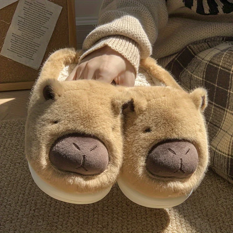 Comfortable Plush Women's Slippers - Cute Cartoon Animal Design, Non Slip Sole, Warm Indoor Shoes, Household Winter Slippers
