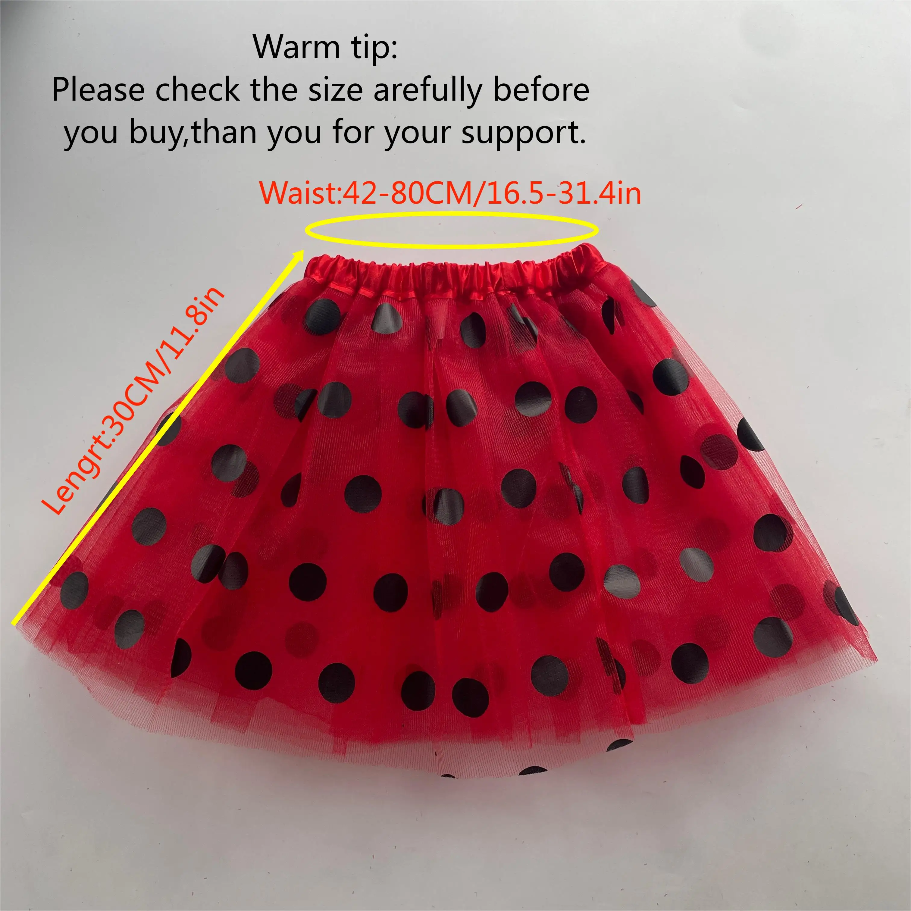 Children's mesh dress half skirt big black dots bee or ladybug dress holiday carnival mini skirt children skirts