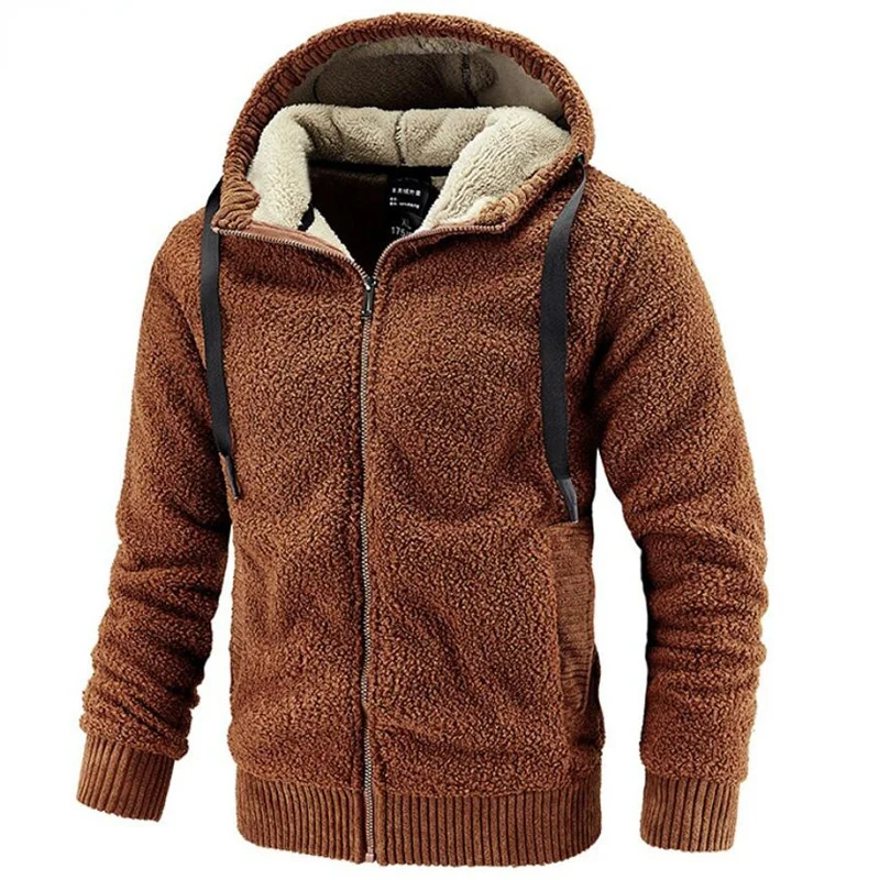 

Men's Fleece Jacket Hooded Large Size Winter Parka Men Windbreakers Thick Warm Anorak 2023 Husband Autumn Black Fur Coat Male