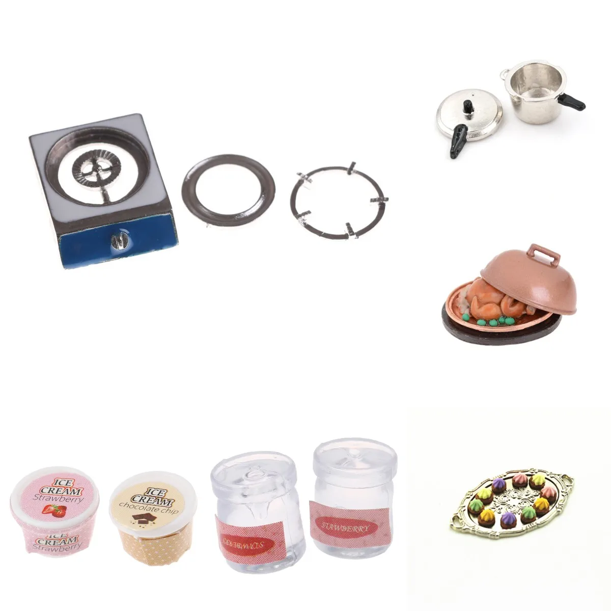 112 Dollhouse Kitchen Pressure Cooker Cookware Soup Meats Simulation