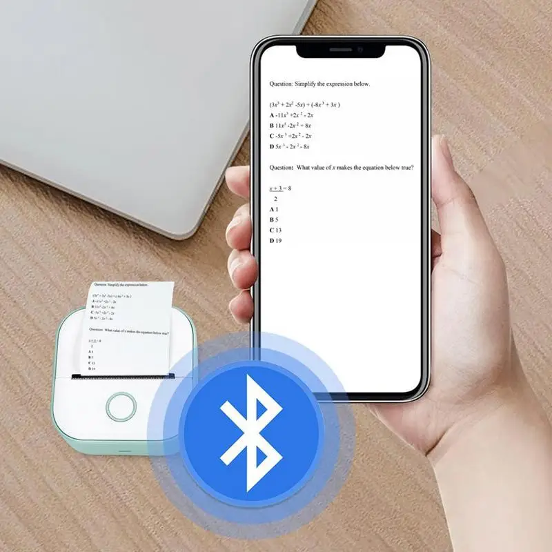 

Portable Thermal Mini Printer Bluetooths Pocket Printer Wireless Inkless Smart Phone Printer Photos Receipt Notes Instant Print