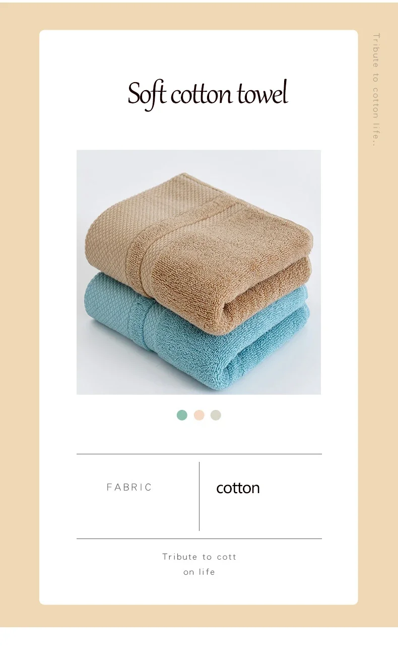 Description Picture 3 of item1PC Face Towel Absorbent Pure Cotton Hand Wash Face Hair Cleaning Quick Drying Household Soft Adult Towels 35x75CM