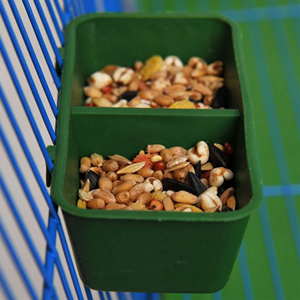 Parrot Feeder Bird Feeder Parrot Feeding Bowl 2In1 Bird Food Water Bowl Parrot Dual Feeding Cup Plastic Pigeons Cage Water Food Feeder Bird Parrot Pet Aviary Box Bowl