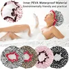 1PC Waterproof Shower Cap Leopard Print Double Layer Elastic Shower Hair Cover Reusable Wave Point Shower Cap Bathroom Supplies 4