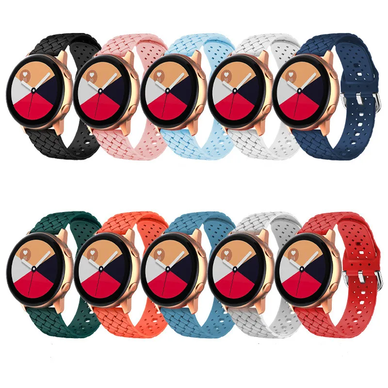 20mm Band for Samsung Galaxy Watch 5-pro-4-Classic/active 2 Sport Silicone Braided bracelet Huawei/Amazfit GTS-3-2-2e-mini strap