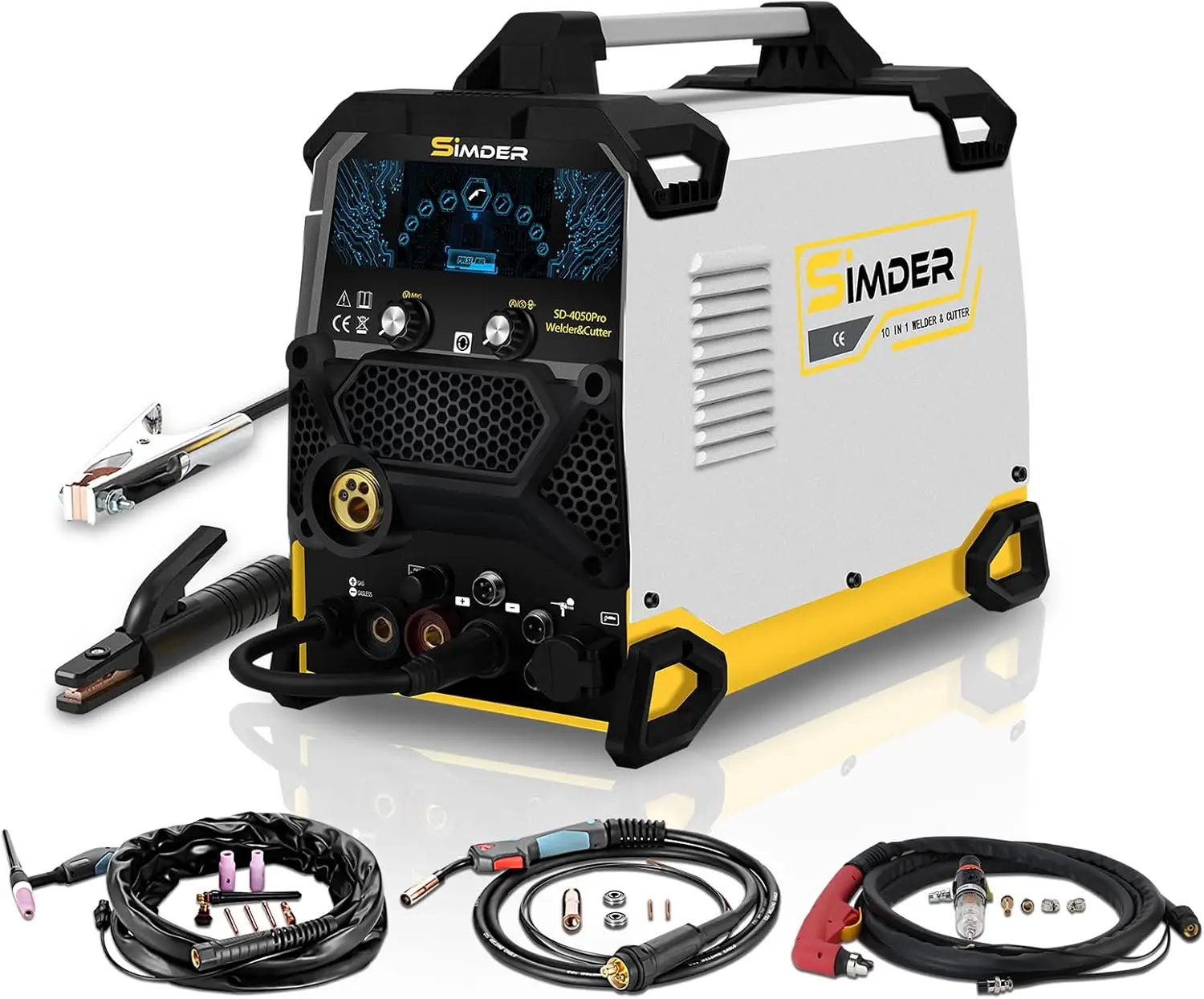 Aluminum MIG Welder Pulse MIG/MAG/HF TIG/Stick/Pilot ARC Plasma Cutter 200A Welding Machine SD4050Pro 10 in1 Welder Cutter Combo