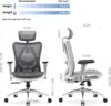 M57 Ergonomic Office Chair with 3 Way Armrests Lumbar Support and Adjustable Headrest High Back Tilt Function Light Grey 3