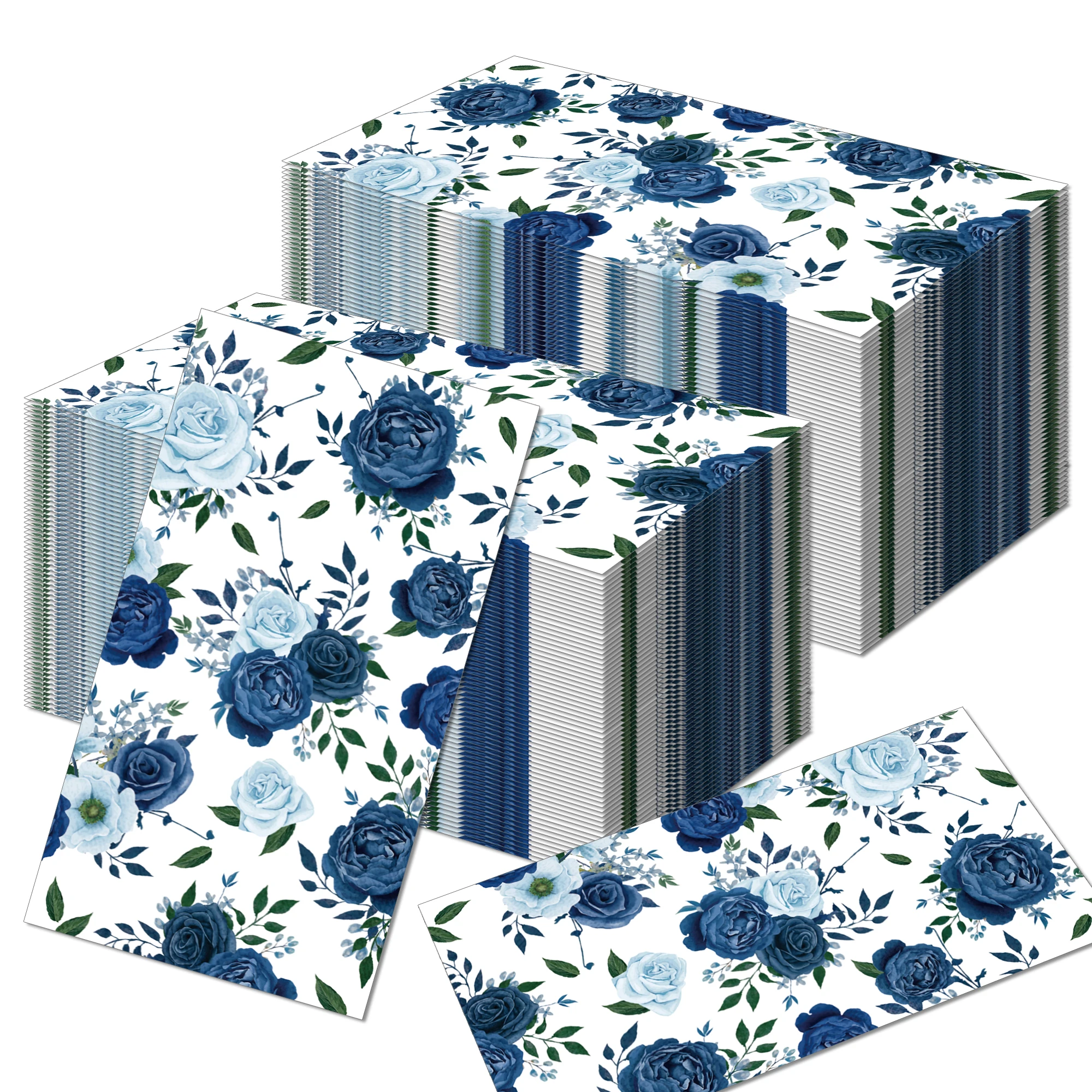 Papel Decorativo Vintage Flores Azules, 24 Hojas 30.5x30.5cm, Doble Cara, Para Manualidades, Scrapbooking, álbumes