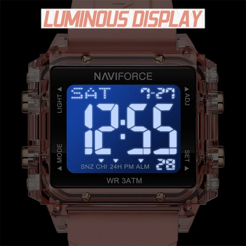 NAVIFORCE New Women Watch Silicone Strap LED Digital Sports Clock Fashion Casual Waterproof Electronic Wristwatch Montre Femme 4